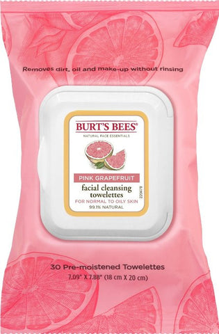 Burt's Bees- Facial Cleansing Towelettes, Pink Grapefruit, 30 Count