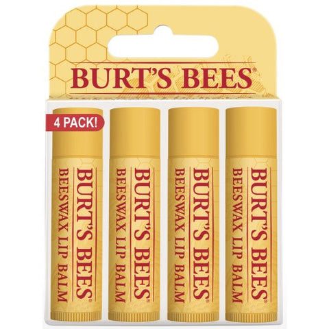 Burt's Bees- 100% Natural Lip Balm, Beeswax, 0.15 oz., 4 Count